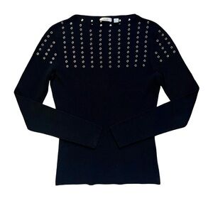 Vintage Cache Black Grommet Eyelet Sweater Top Size Medium